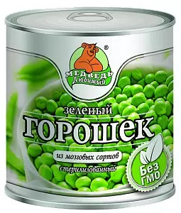 Горошек зеленый МЕДВЕДЬ ЛЮБИМЫЙ Премиум 425мл ж/б