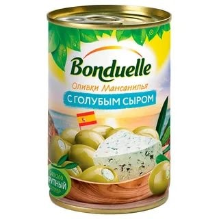 Оливки BONDUELLE фаршированные с голубым сыром 314г ж/б