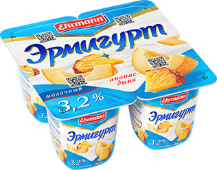Йогурт EHRMANN Эрмигурт молочный 3,2% Ананас-Дыня 100г БЗМЖ