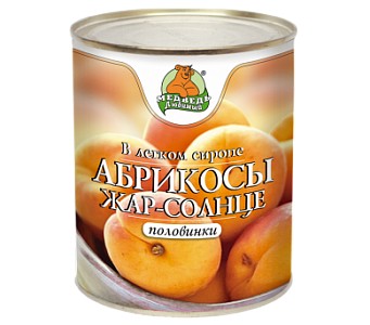 Компот МЕДВЕДЬ ЛЮБИМЫЙ Абрикосы Жар-Солнце 850г ж/б