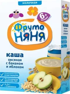 Каша ФРУТОНЯНЯ молочная овсяная с 6мес яблоко банан 190/ 200г пауч