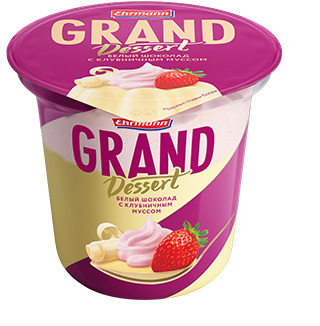 Пудинг EHRMANN Гранд десерт Белый шоколад и клубничные сливки 6% 200г Продукт без ЗМЖ