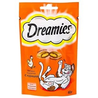 Корм DREAMIES лакомые подушечки Курица 60г
