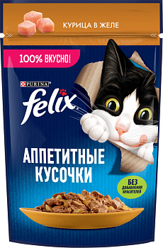 Корм FELIX аппетитные кусочки курица в желе 75г