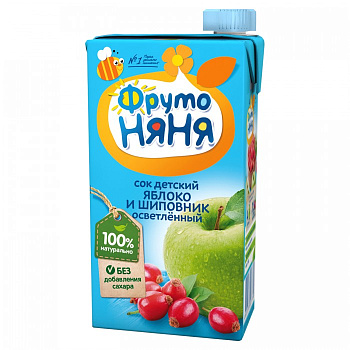 Сок ФРУТОНЯНЯ яблоко шиповник с 3х лет 0,5л т/п
