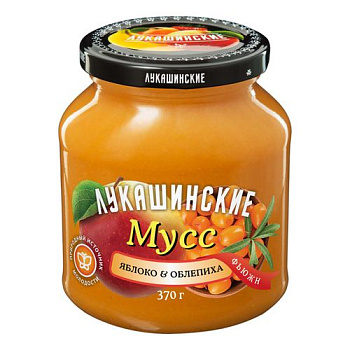 Мусс Лукашинские яблочно-облепиховый 370г с/б