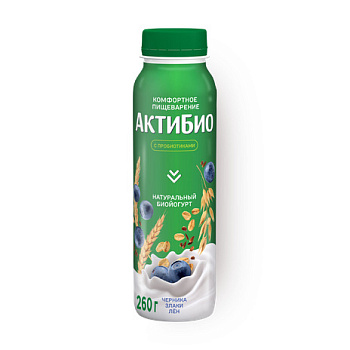 Биойогурт АктиБио питьевой черника-5злаков-сем.льна 1,6% 260г без ЗМЖ
