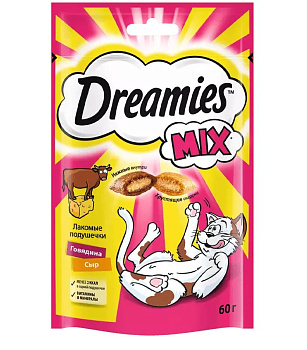 Корм DREAMIES MIX д/взр кошек говядина и сыр 60г