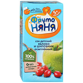 Сок ФРУТОНЯНЯ яблоко шиповник с 5мес 0,2л т/п