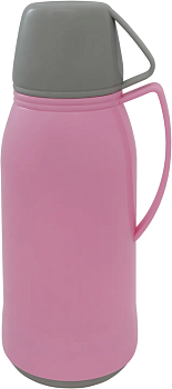 Термос 0,68л со стекл колбой с крышкой-кружкой 11,3х10,1х25,3см розовый+серый AK-068