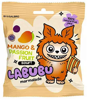Мармелад LABUBU PACK кусочки ремешок манго-маракуйя кислый 45г