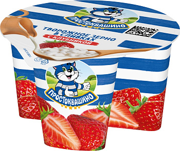 Творожное зерно ПРОСТОКВАШИНО в сливках Клубника 5% 140г