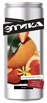 Натуральный лимонад Этика среднегаз грейпфрут,клубника,иланг-иланг без сахара 0,33л ж/б