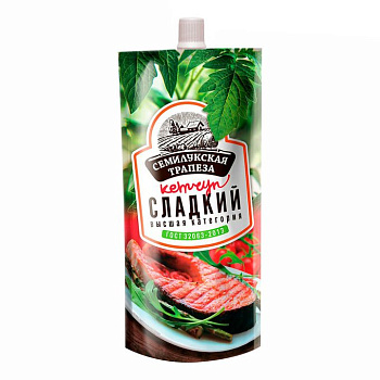 Кетчуп СЕМИЛУКСКАЯ  ТРАПЕЗА сладкий 300г дой-пак