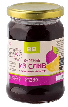 Варенье ВкусВилл из слив с лимоном и имберем 360г