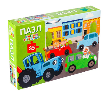 Пазл "В городе" Синий трактор 35 элем 7673632