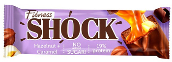 Батончик FitnesShock протеиновый в глазури Шоколадная карамель-фундук 50г