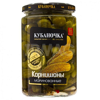 Корнишоны КУБАНОЧКА марин 680г