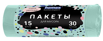 Пакет д/мусора HOMEX Очень Уютные 30л 15шт бирюзовые