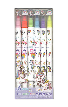 Маркеры цветные 6шт Единороги пиши-стирай  8769