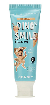 Зубная паста CONSLY Детская гелевая DINO's SMILE c ксилитом и вкусом пломбира, 60 г