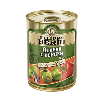 Оливки FILIPPO BERIO с перцем 300г ж/б