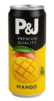 Напиток среднегазированный P&J Манго 0,33л ж/б