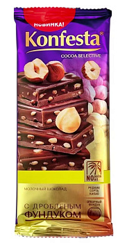 Шоколад КОНФЕСТА молочный с дробленым фундуком 80г