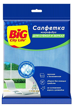 Салфетка из микрофибры BIG CITY д/стекол и зеркал 1шт ЮНИТ