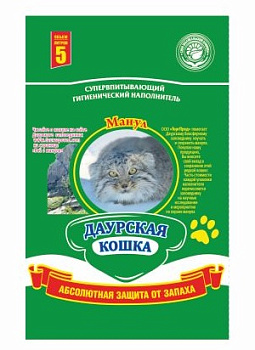 Наполнитель д/кошачьего туалета Даурская кошка "Кот Манул"  древесный 5л