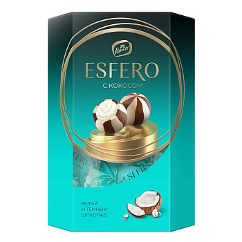 Конфеты КОНТИ Esfero из темного и белого шоколада с кокосом 186г