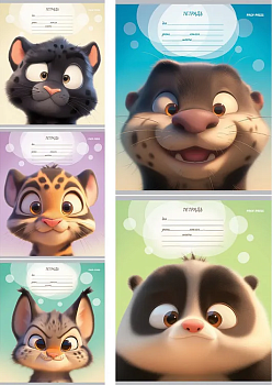 Тетрадь 12л линейка ИДП Мордочки животных-1 Т12-4874