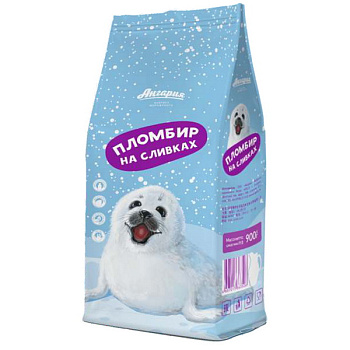 Мороженое АНГАРИЯ Пломбир на сливках 900г Продукт без ЗМЖ