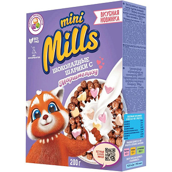 Шарики кукурузные шоколадные с маршмеллоу Mini Mills