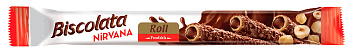 Вафельные трубочки Biscolata ROLL с белым.шок., мол.начинкой и орехом 28г