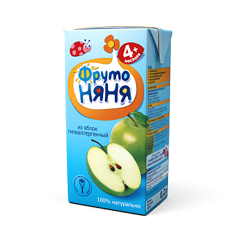 Сок ФРУТОНЯНЯ яблоко осветл. с 4мес 0,2л т/п