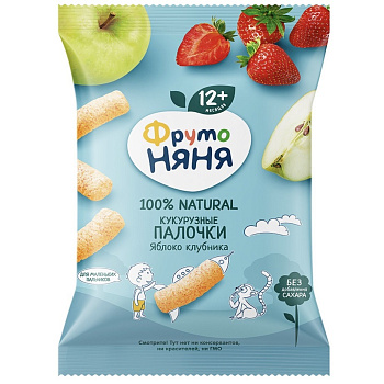 Палочки кукурузные ФРУТОНЯНЯ с яблоком и клубникой 20г