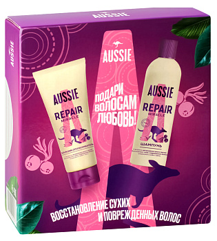 Набор Aussie Repair Miracle шампунь 300мл + бальзам 200мл  