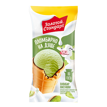 Мороженое ЗОЛОТОЙ СТАНДАРТ Пломбир Фисташка ваф.ст 90г Продукт без ЗМЖ