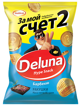 Снэки кукурузные DELUNA Ракушки со вкусом барбекю 60г