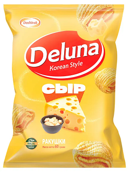 Снэки кукурузные DELUNA Ракушки со вкусом сыра 60г