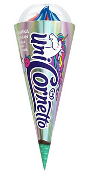 Мороженое ИНМАРКО Рожок Корнетто Единорог Баббл Гамм 73г Продукт без ЗМЖ