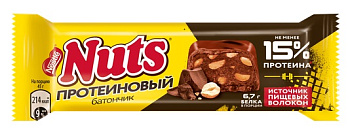 Батончик NUTS протеиновый с фундуком и тертым арахисом 45г