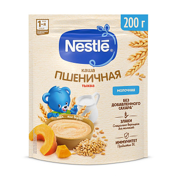 Каша NESTLE молочная пшеничная с тыквой с 5мес 200г пауч
