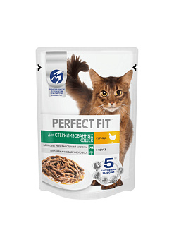 Корм PERFECT FIT для стерил кошек 75г с курицей
