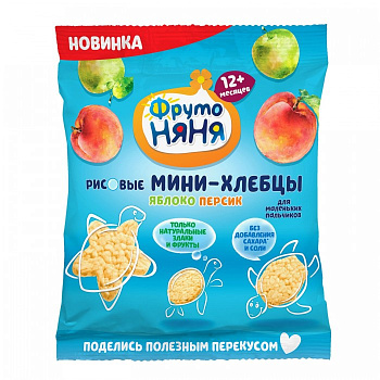 Мини хлебцы рисовые ФРУТОНЯНЯ с яблоком, , персиком и пребиотиком 30г