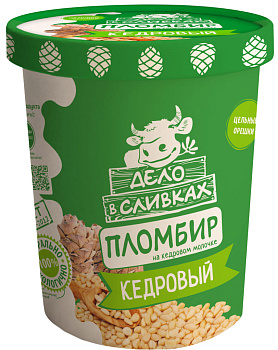 Мороженое Дело в сливках пломбир кедр. молоко 12% с кедр орехом  ведро картон 410г  Продукт без ЗМЖ 