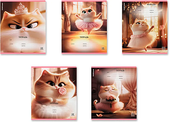 Тетрадь 12л клетка ErKr Prima Cat Mix-pack 64822