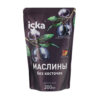 Маслины ISKA черные б/к 200мл дойпак