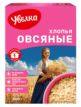 Хлопья УВЕЛКА Овсяные/Моментальные б/п 400г 